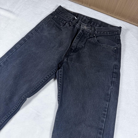 Levis 505 Jeans Mens 29x34 Gray Black Wash Straight Leg Denim Mid Rise Zip Fly - Picture 4 of 9